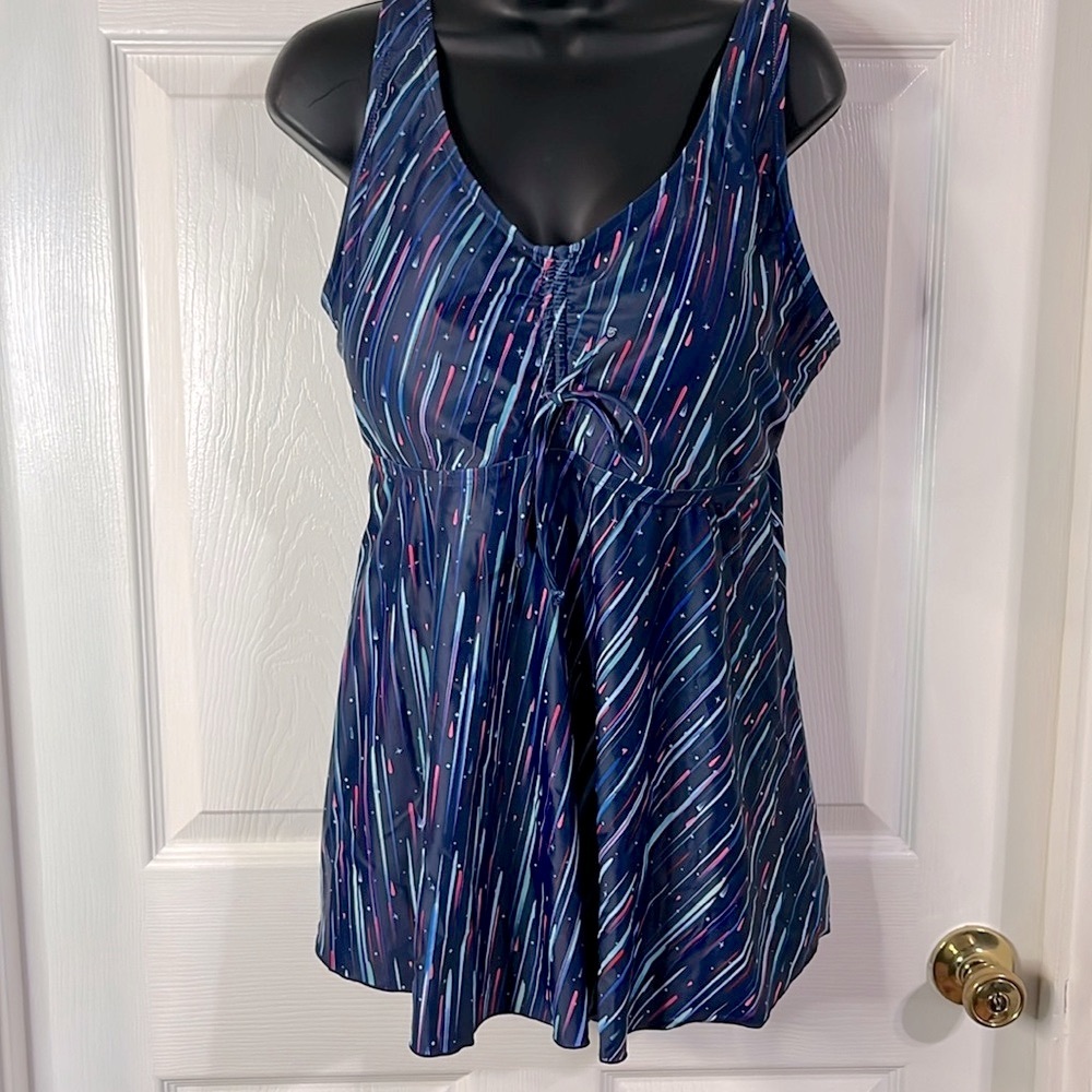Daci blue two piece swim suit, size 16W, NWT.